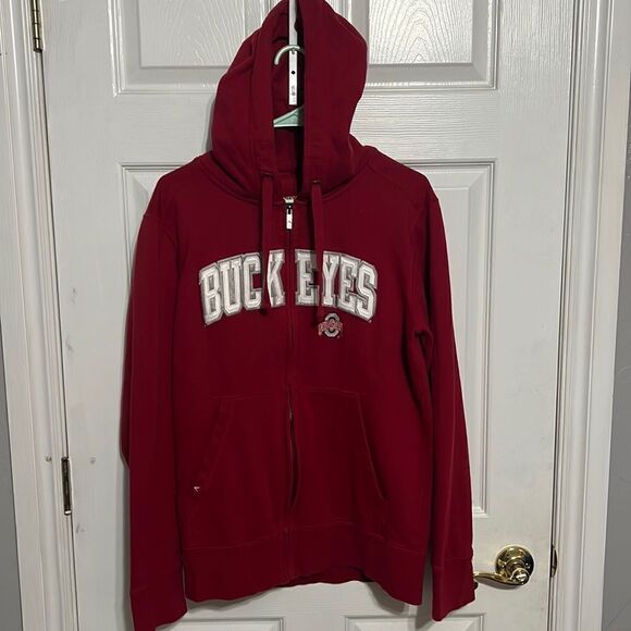 🔥🔥 OHIO STATE BUCKEYES “Embroidered” Zip Hoodie Jacket - No flaws - Men Sz M - Picture 1 of 8